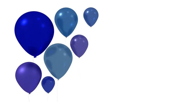 Blå Festliga Ballonger Vit Bakgrund — Stockfoto