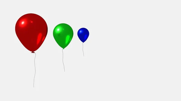Trois Ballons Colorés Sur Fond Blanc — Photo
