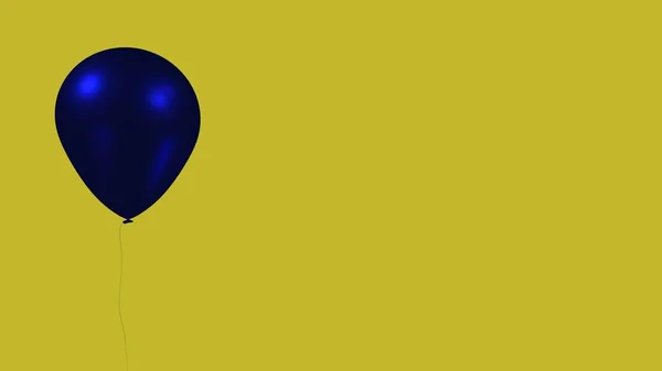 Balão Azul Fundo Amarelo — Fotografia de Stock