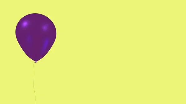 Fialový Balón Žlutém Podkladu — Stock fotografie
