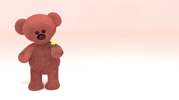 Teddybär Mit Blume — Stockfoto