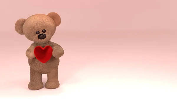 Teddybjörn Med Ett Hjärta — Stockfoto