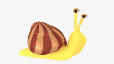 karikatür salyangoz izole. 3B görüntü