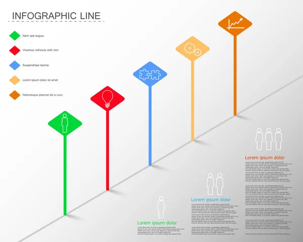 Infográfico Ilustração Vetorial Com Linha Ponteiros — Vetor de Stock