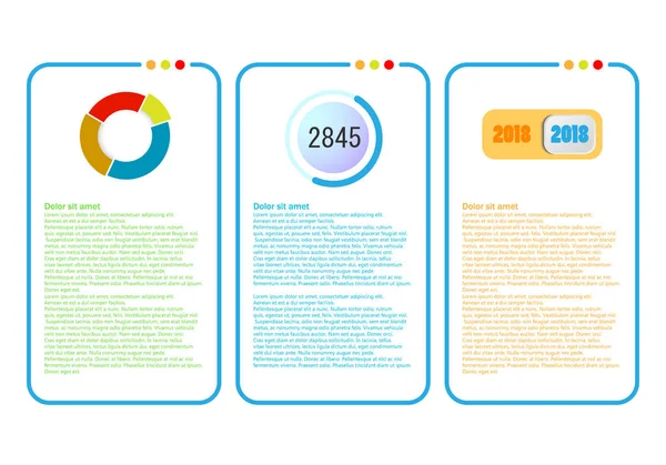 Vector Tres Ventanas Plantilla Web Gráficos Estadística Negocios — Archivo Imágenes Vectoriales