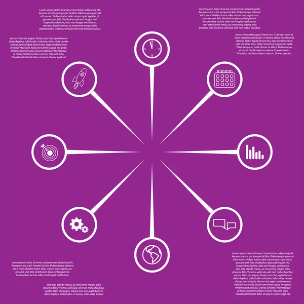 Plantilla Infografía Con Iconos Punteros Lugar Para Edición — Archivo Imágenes Vectoriales