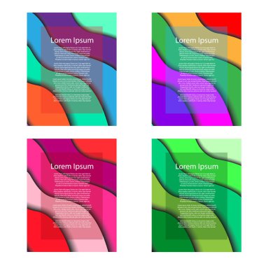 Dört broşür renk kağıt tarzı varyasyon kesmek ayarlayın. Vektör çizim.