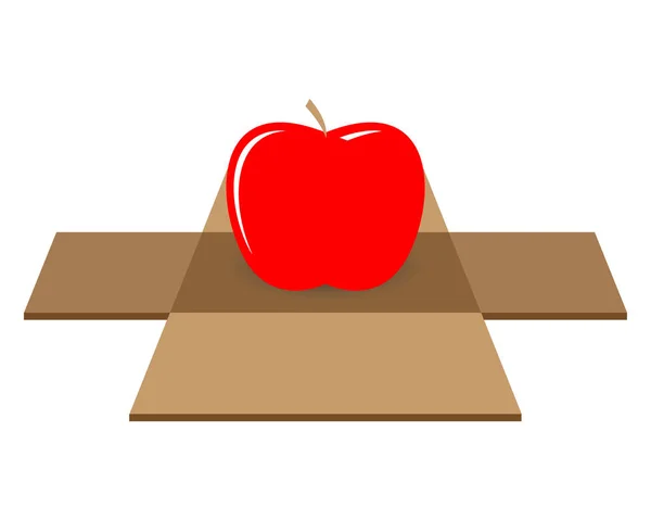 Γυαλιστερό Κόκκινο Μήλο Ανοικτό Κουτί — Διανυσματικό Αρχείο