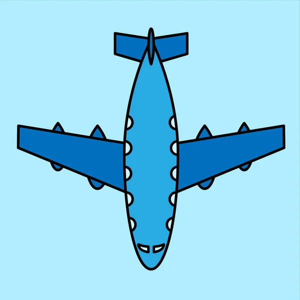 Het Pictogram Van Het Vliegtuig Eenvoudige Verkeer Kleur Lijn Vectorillustratie — Stockvector