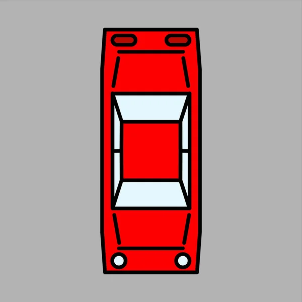 Rotes Auto Symbol Vektor Einfach Verkehr Farbe Linie Abbildung — Stockvektor