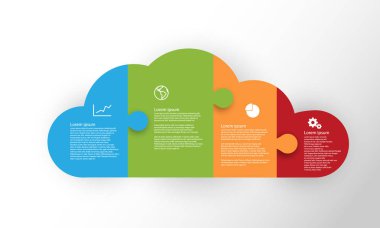 Bulut grafik şablonu bulmaca. Renk vektör Infographic.