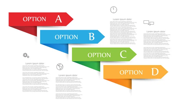 Infográfico Vetorial Quatro Setas Coloridas Com Ícones Linha Simples — Vetor de Stock