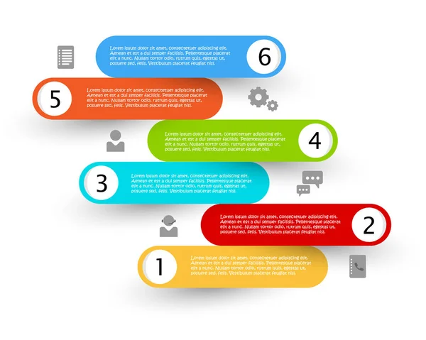 Vector Seis Cajas Web Redondeadas Color Con Iconos Plantilla Web — Archivo Imágenes Vectoriales