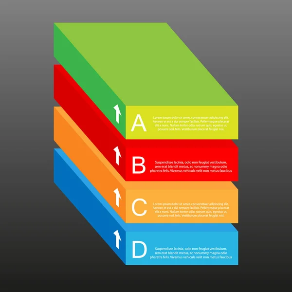 Vektor Vier Farbige Rechteck Boxen Infografik — Stockvektor