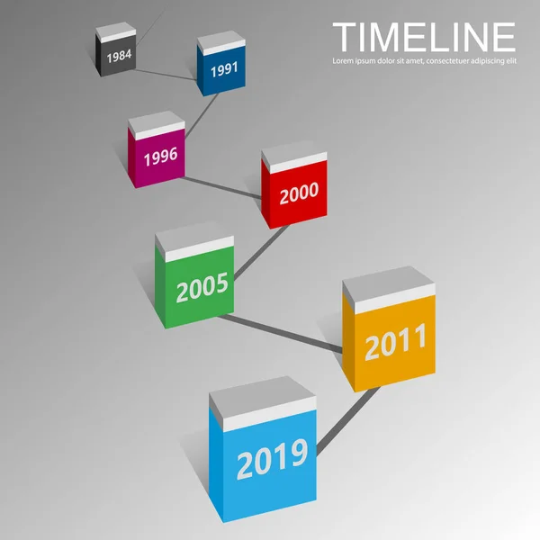 Vector Timeline Template Seven Pointers Years — Stock Vector