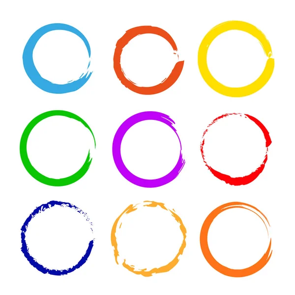 Ensemble Cercles Couleur Brosse Vectorielle — Image vectorielle