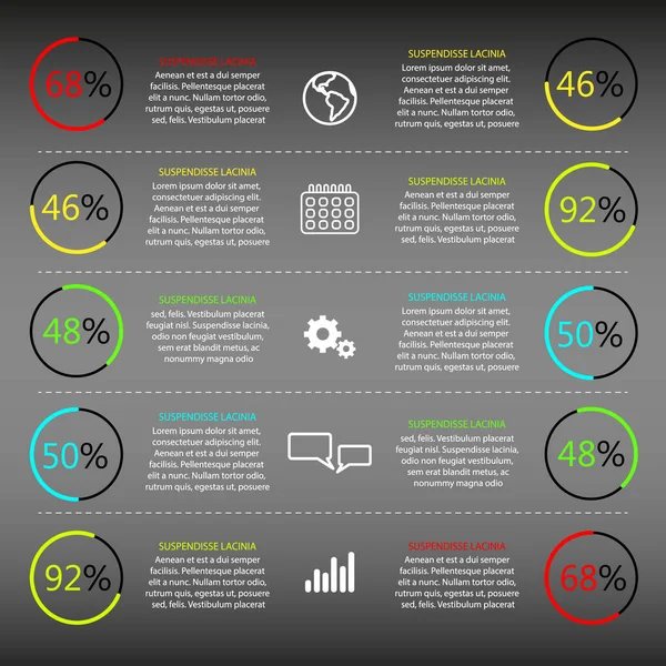 Infográfico Vetorial Com Porcentagem Ícones — Vetor de Stock