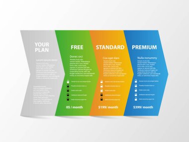 Ürünler ve hizmetler varyasyon sunuyoruz. Vektör grafiği.