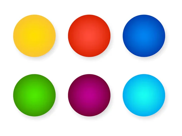 Sechs Leere Farbsymbole Mit Schatten Vektorgrafik — Stockvektor