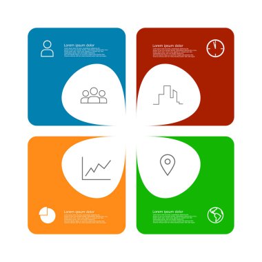Dört yapraklı yonca yeşili renk vektör infografik şablonu - Vektör