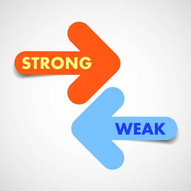 Gölge ile Güçlü ve Zayıf İki Renkli Oklar - Vektör