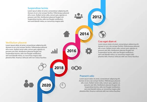 Modern Timeline Template Six Steps — Stock Vector