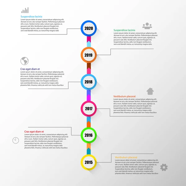 Vector Timeline Flat Version Graphic Icons — Stock Vector