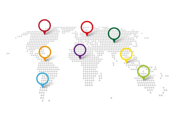 Карта мира с цветовыми точками круга - Вектор — стоковый вектор
