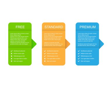 Oklu Üç Ürün Seçimi Simgeleri - Vektör