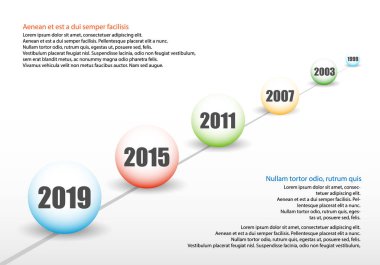 Çizgide Parlak Renk Çemberleri olan Vektör Zaman Çizelgesi Şablonu