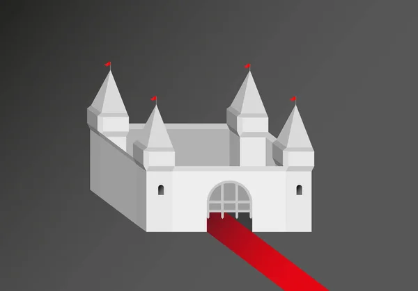 Castelo Com Tapete Vermelho Objeto Vector Gráfico Ilustração Sobre Fundo — Vetor de Stock
