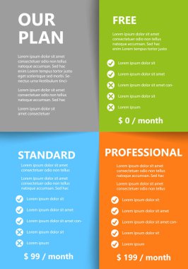 Hizmetler ve Ürünler üç ürün varyasyonu ile şablon sunuyoruz - Vektör