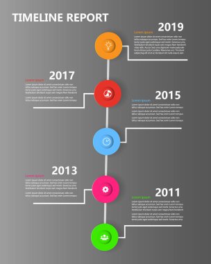 Zaman Çizelgesi Raporu web Şablonu Kilometre Taşı grafiği - Vektör