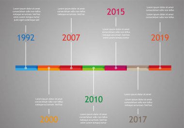 Yıllar ve metin bilgileri ile Vektör Kilometre Taşı Şablonu - Vektör