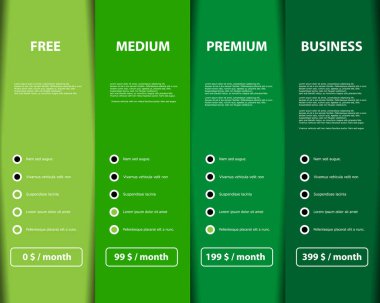 Dört değişken teklif ürün ve hizmet renk web dikdörtgenler vektör grafik
