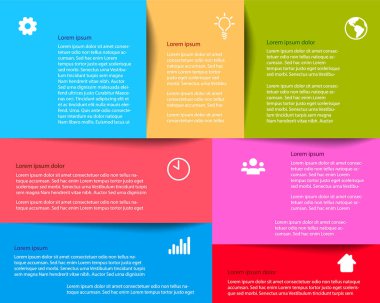 Renkli kutu şablonu metin ve içerik için yer ile infografik - Vektör