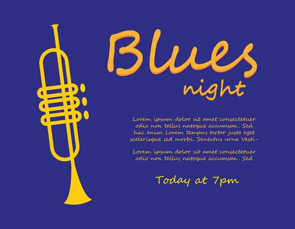 Vektör illüstrasyon. Blues Gece Afişi.