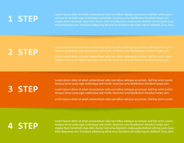 Vektör illüstrasyon. Kağıt gölge stiline sahip dört renkli adımşablonu. Metniniz için yer — Stok Vektör