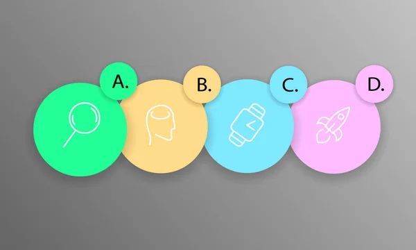 Minimale Vektorinfografik Mit Vier Farbsymbolen Kann Für Ihre Geschäftspräsentation Layout — Stockvektor