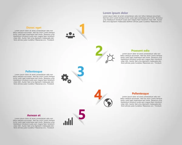 Modello infografico con il punto di numero e icone di linea facile. Garaphic con posto per il tuo testo. Vettore — Vettoriale Stock