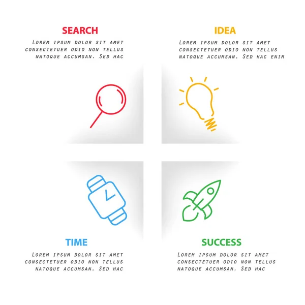 Vier Schritte Infografik-Vorlage mit Platz für Ihren Text. — Stockvektor