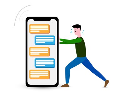Cep telefonuna basan adam - Vektör illüstrasyon tasarımı