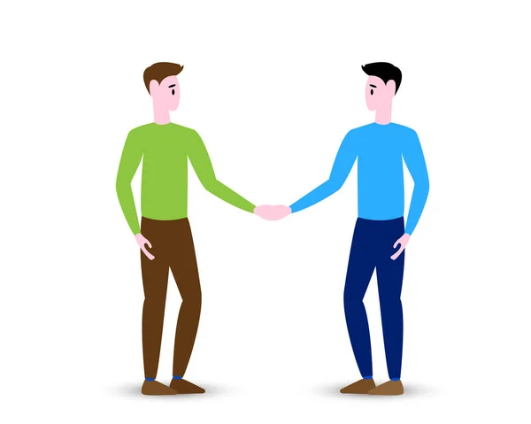 Two Good Friends Shaking Hands Vector Illustration Figure — Stock Vector
