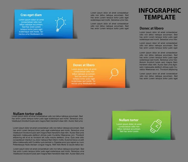 Modelo Infográfico Três Partes Com Lugar Para Texto Vetor — Vetor de Stock