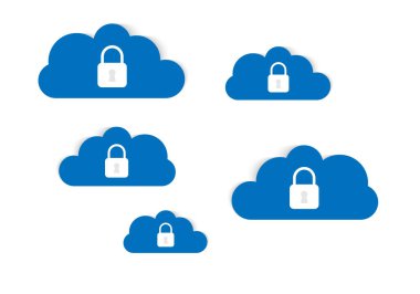 Bulutlar ve güvenlik verileri - Vektör grafik arkaplan