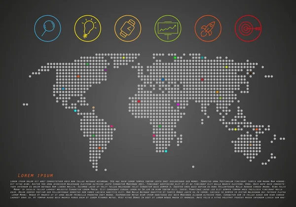 Карта Мира Точками Местом Текста Векторная Графическая Технология — стоковый вектор