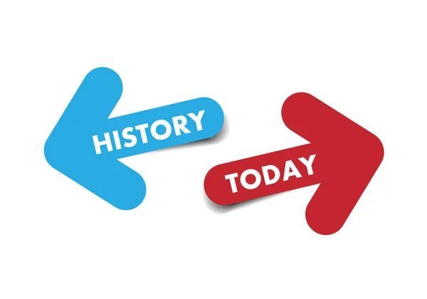 History Today Two Color Arrows Shadow White Background Vector — Stock Vector