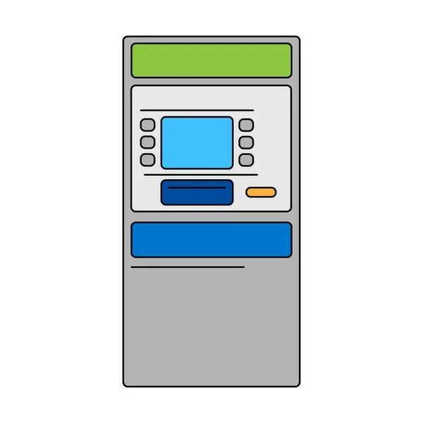Vector Line Art Cash Machine Векторная Линейная Иллюстрация Белом Фоне — стоковый вектор