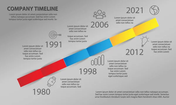 Linha Tempo Negócios Empresa Com Marcos Icons Vetor — Vetor de Stock