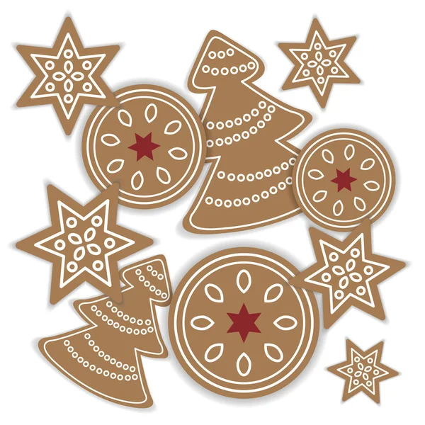 Galletas Jengibre Navidad Con Decoración Azúcar Vector — Vector de stock